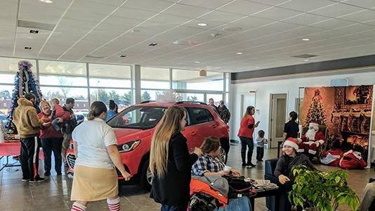 People at a Christmas event indoors